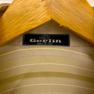 Gerlin beige and white stripe silk shirt size 16